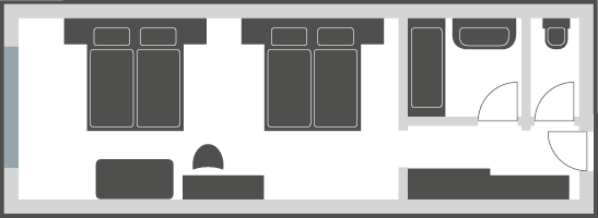 Mehrbettzimmer 2 Doppelbetten